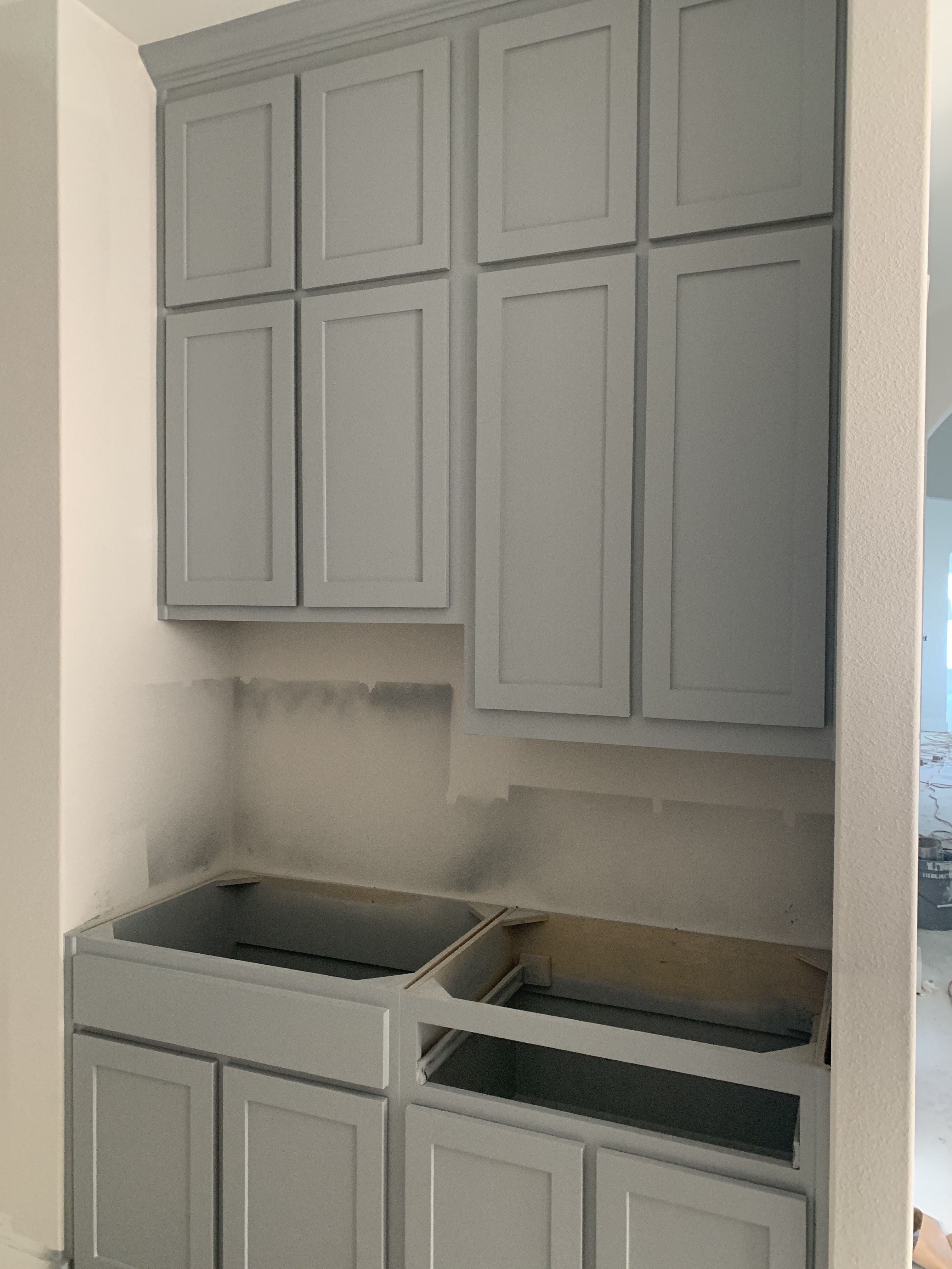 Old Gin new build — bathroom vanity installation in progress