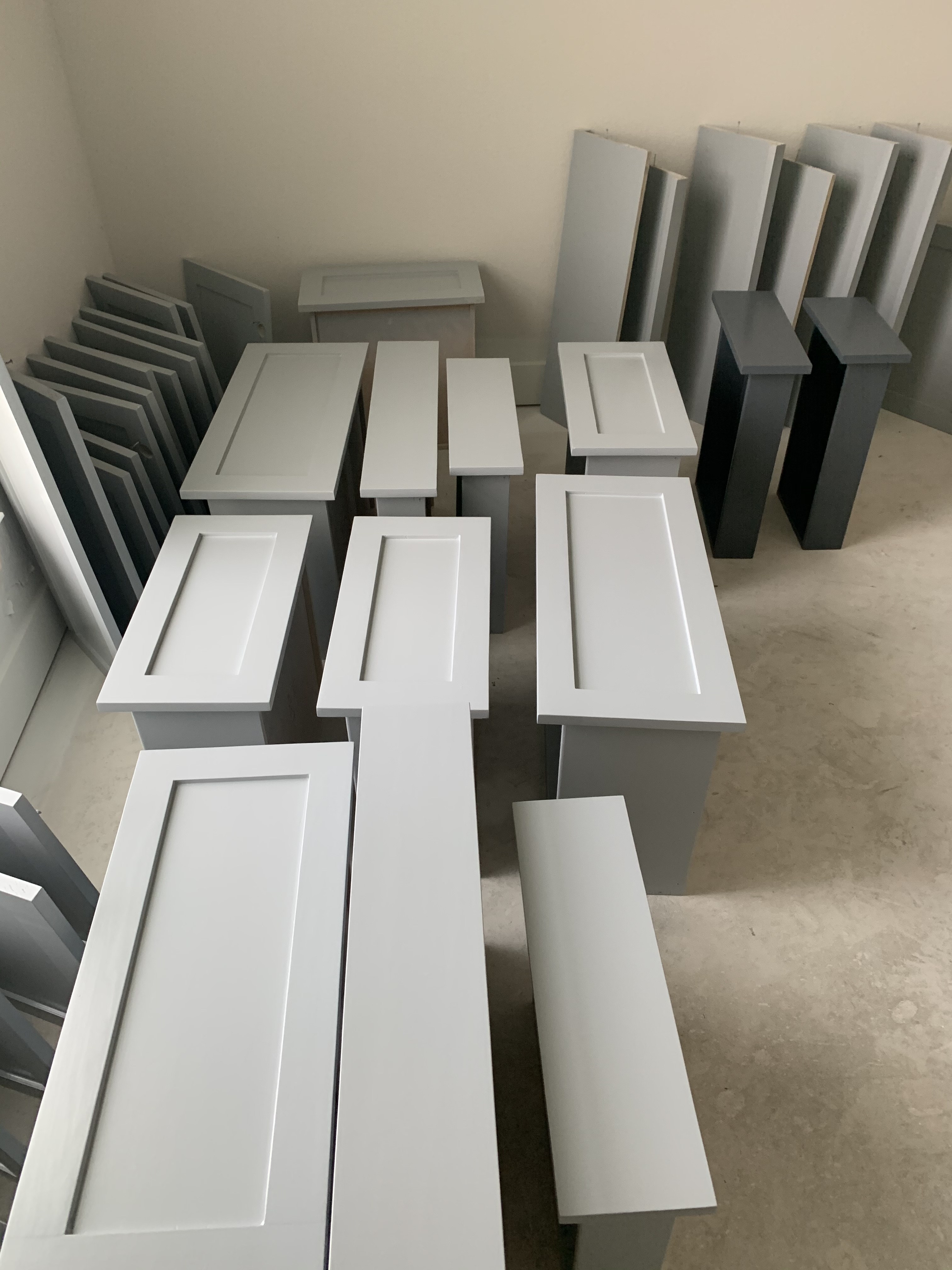 Old Gin new build — cabinetry delivery and staging