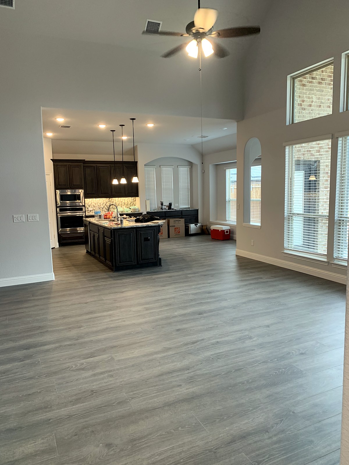 Strait Lane before — original kitchen with builder finishes